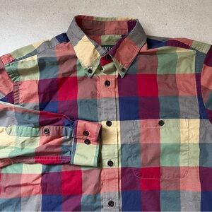 Orvis Men Multi Color Plaid Button Down Long Sleeve Shirt Size Large